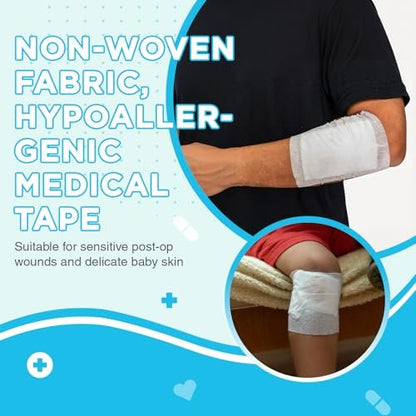 OK TAPE Medizinisches Chirurgisches Tape (1 Rolle) für empfindliche Haut – Weiches, poröses, atmungsaktives Vlies-Mikropore-Tape, hypoallergenes Hauttape zur Fixierung von Wundverbänden und Kompressen, 4" x 11 Yards