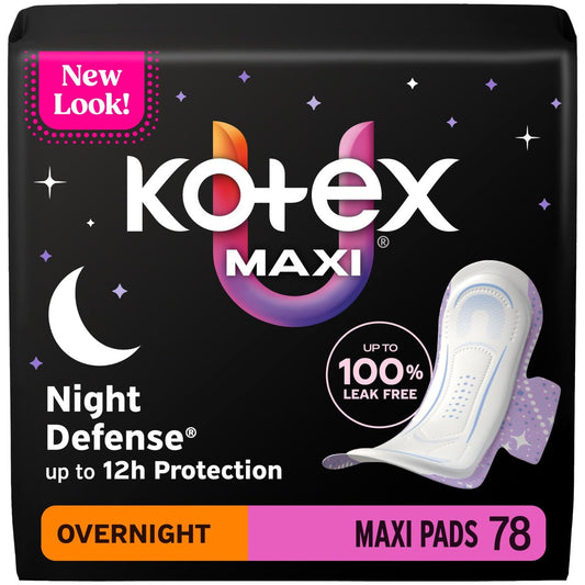 Kotex Overnight Maxi Binden mit Flügeln, 78 Stück (3 Packungen à 26) – Verpackung kann variieren
