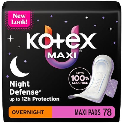 Kotex Overnight Maxi Binden mit Flügeln, 78 Stück (3 Packungen à 26) – Verpackung kann variieren