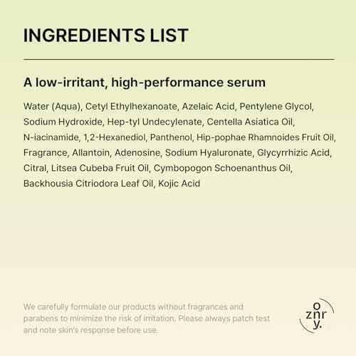OOZNARY Azelaic Micro Oil Blender 37 Serum – Hochwirksames Azelainsäure 12% & Kojisäure Serum für fettige und zu Akne neigende Haut, leichte & feuchtigkeitsspendende Pflege, koreanische Hautpflege – 30 ml