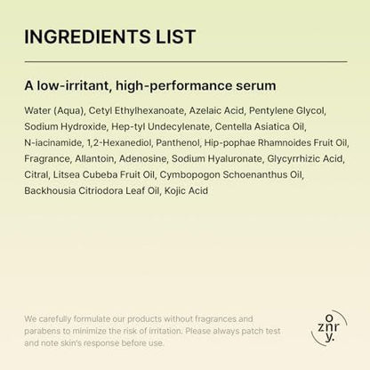 OOZNARY Azelaic Micro Oil Blender 37 Serum – Hochwirksames Azelainsäure 12% & Kojisäure Serum für fettige und zu Akne neigende Haut, leichte & feuchtigkeitsspendende Pflege, koreanische Hautpflege – 30 ml