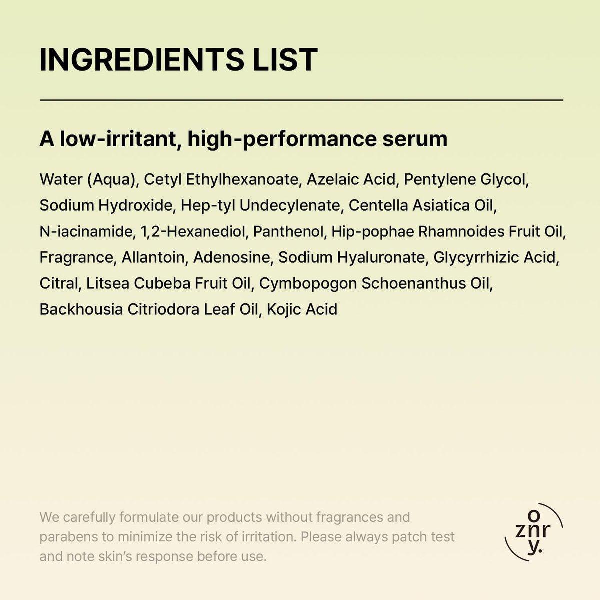 OOZNARY Azelaic Micro Oil Blender 37 Serum – Hochwirksames Azelainsäure 12% & Kojisäure Serum für fettige und zu Akne neigende Haut, leichte & feuchtigkeitsspendende Pflege, koreanische Hautpflege – 30 ml