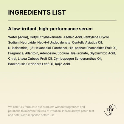 OOZNARY Azelaic Micro Oil Blender 37 Serum – Hochwirksames Azelainsäure 12% & Kojisäure Serum für fettige und zu Akne neigende Haut, leichte & feuchtigkeitsspendende Pflege, koreanische Hautpflege – 30 ml