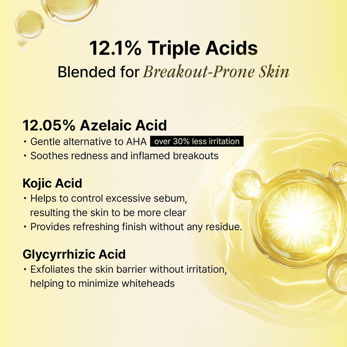 OOZNARY Azelaic Micro Oil Blender 37 Serum – Hochwirksames Azelainsäure 12% & Kojisäure Serum für fettige und zu Akne neigende Haut, leichte & feuchtigkeitsspendende Pflege, koreanische Hautpflege – 30 ml