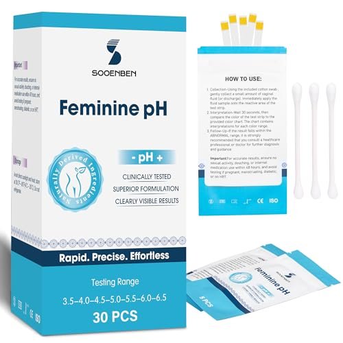 Sooenben Vaginaler pH-Test für zu Hause: 30 Teststreifen + 30 einzeln verpackte Wattestäbchen – Schnelle & genaue Überwachung der vaginalen Gesundheit, BV & Hefepilzinfektion – Professionelle Qualität