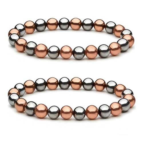 2er-Pack Kupferarmband für Damen und Herren mit Hämatit und Magneten – Schmerzlinderung, Gesundheitsgeschenk zum Valentinstag, Muttertag