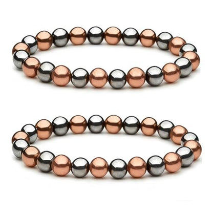 2er-Pack Kupferarmband für Damen und Herren mit Hämatit und Magneten – Schmerzlinderung, Gesundheitsgeschenk zum Valentinstag, Muttertag
