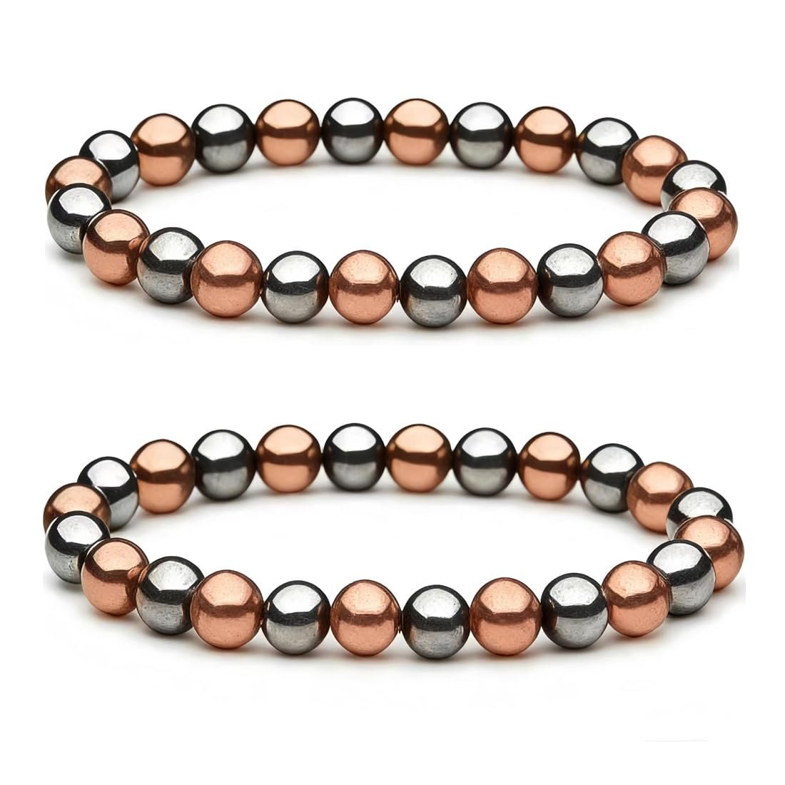 2er-Pack Kupferarmband für Damen und Herren mit Hämatit und Magneten – Schmerzlinderung, Gesundheitsgeschenk zum Valentinstag, Muttertag