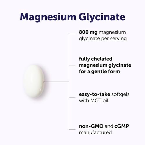 Micro Ingredients Magnesium Glycinat 800 mg pro Portion, 240 Weichkapseln | Chelat-Magnesium mit MCT-Öl | Non-GMO, Glutenfrei, Ohne Soja