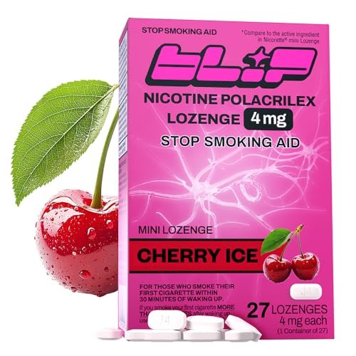 Blip Nikotinlutschtabletten 4mg, Raucherentwöhnung - Kirsch-Eis-Geschmack, Nikotinersatztherapie (27 Stück), Reduziert Heißhunger