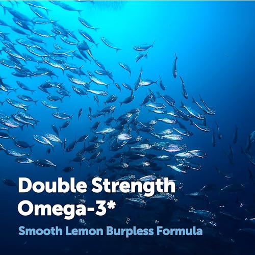 Micro Ingredients Omega 3 Fischöl Kapseln 3.000 mg pro Portion, 120 Softgels – Zitronengeschmack – ohne Aufstoßen – EPA 540 mg + DHA 360 mg – Tiefseefisch