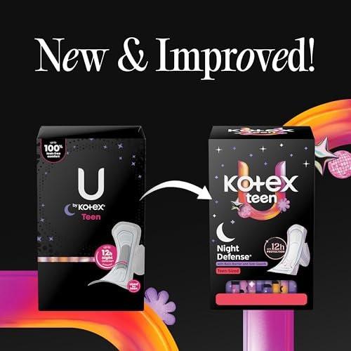 Kotex Ultra Thin Teen Overnight Binden mit Flügeln, starke Saugfähigkeit, 30 Stück (Verpackung kann variieren)