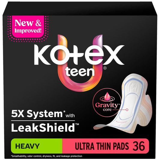 Kotex Ultra Thin Teen Binden mit Flügeln – Starke Saugfähigkeit, 36 Stück (Verpackung kann variieren)