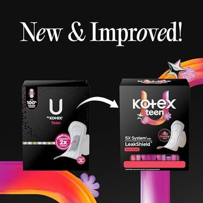 Kotex Ultra Thin Teen Binden mit Flügeln – Starke Saugfähigkeit, 36 Stück (Verpackung kann variieren)