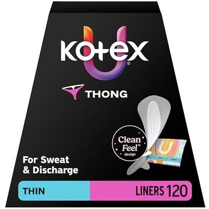 Kotex Daily Thong Slipeinlagen, einzeln verpackt, leichte Saugfähigkeit, Normalgröße, 120 Stück (Verpackung kann variieren)
