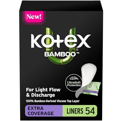 Kotex Bamboo Slipeinlagen, leichte Saugfähigkeit, extra Breite, 54 Stück (Verpackung kann variieren)