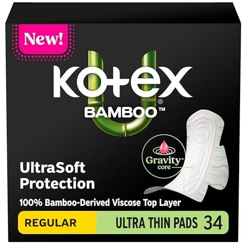 Kotex Bamboo Ultra Dünne Binden mit Flügeln, Saugstärke Normal, 34 Stück