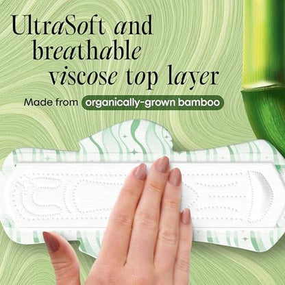 Kotex Bamboo Ultra Dünne Übernacht-Binden mit Flügeln, 36 Stück