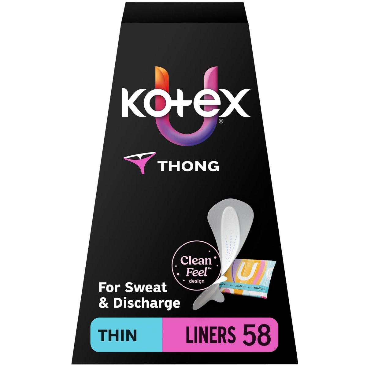Kotex Daily Thong Slipeinlagen, Verpackt, Leichte Saugfähigkeit, Reguläre Länge, 58 Stück (Verpackung kann variieren)