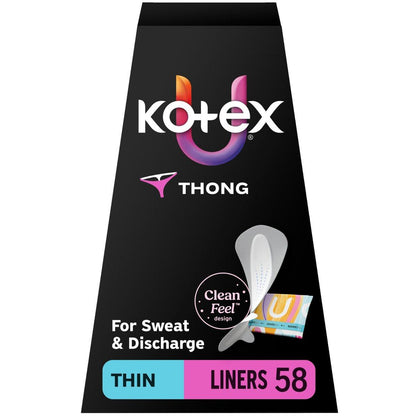 Kotex Daily Thong Slipeinlagen, Verpackt, Leichte Saugfähigkeit, Reguläre Länge, 58 Stück (Verpackung kann variieren)