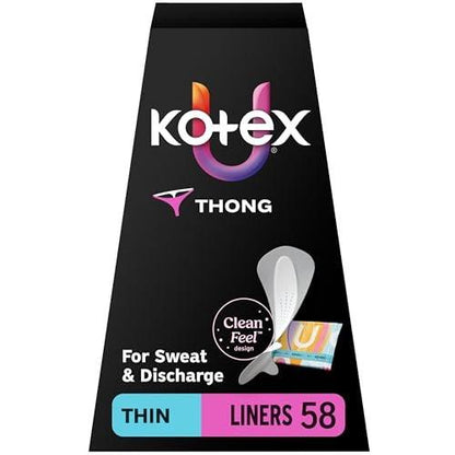 Kotex Daily Thong Slipeinlagen, Verpackt, Leichte Saugfähigkeit, Reguläre Länge, 58 Stück (Verpackung kann variieren)