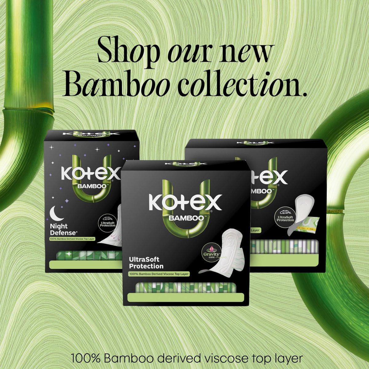 Kotex Bamboo Panty Liners, leichte Saugfähigkeit, normale Länge, 66 Stück (Verpackung kann variieren)