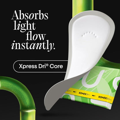 Kotex Bamboo Panty Liners, leichte Saugfähigkeit, normale Länge, 66 Stück (Verpackung kann variieren)