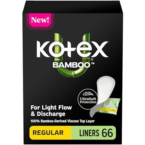 Kotex Bamboo Panty Liners, leichte Saugfähigkeit, normale Länge, 66 Stück (Verpackung kann variieren)