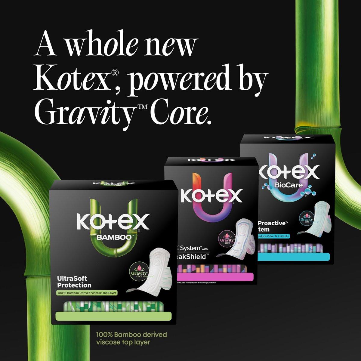 Kotex Bamboo Ultra Dünne Übernacht-Binden mit Flügeln, 36 Stück