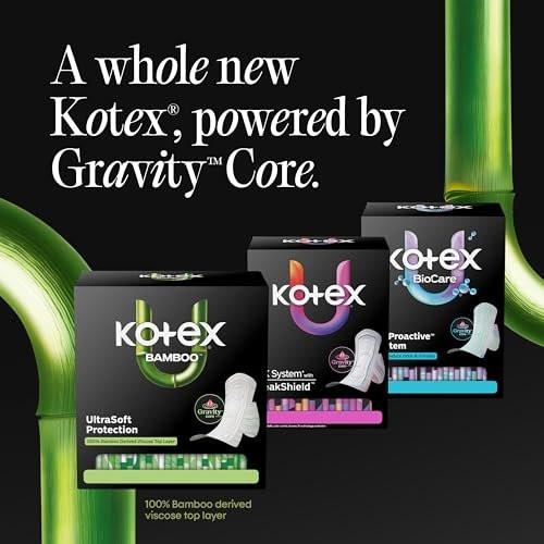 Kotex Bamboo Panty Liners, leichte Saugfähigkeit, normale Länge, 66 Stück (Verpackung kann variieren)