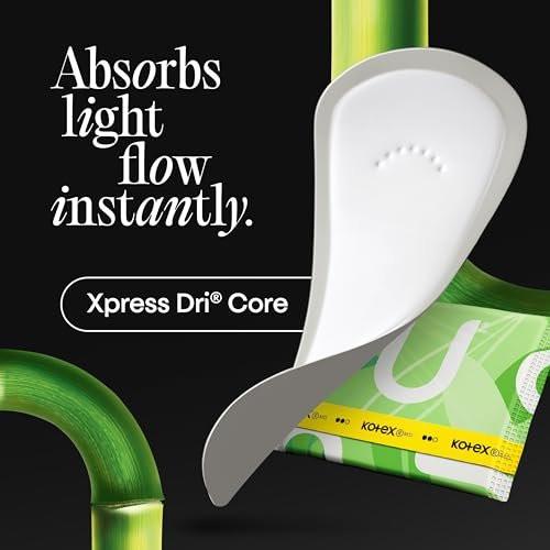 Kotex Bamboo Panty Liners, leichte Saugfähigkeit, normale Länge, 66 Stück (Verpackung kann variieren)