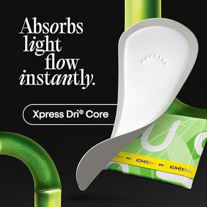 Kotex Bamboo Panty Liners, leichte Saugfähigkeit, normale Länge, 66 Stück (Verpackung kann variieren)