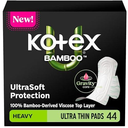 Kotex Bamboo Ultra Dünne Binden mit Flügeln, Saugstärke stark, 44 Stück