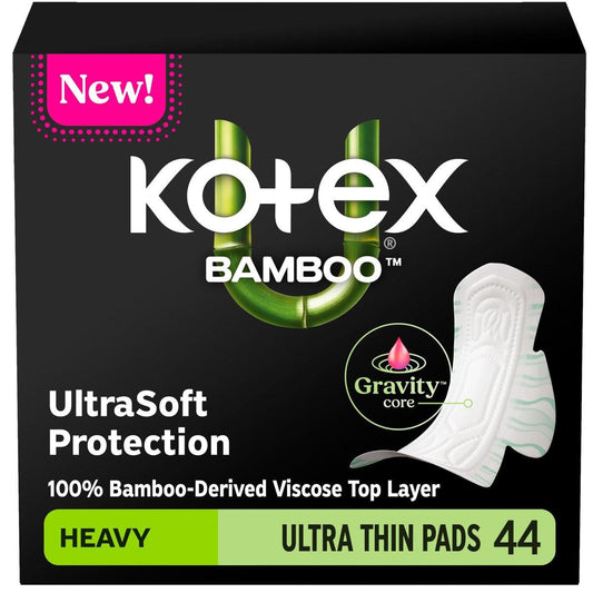 Kotex Bamboo Ultra Dünne Binden mit Flügeln, Saugstärke stark, 44 Stück