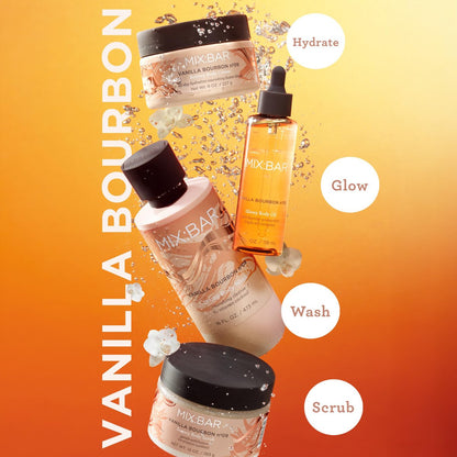 MIX:BAR Vanille Bourbon Glow Körperöl für Frauen – Beruhigt, pflegt und glättet trockene Haut mit Jojoba- und Avocadoöl, parabenfrei, vegan, 148 ml