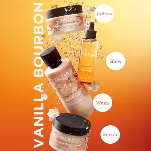 MIX:BAR Vanille Bourbon Glow Körperöl für Frauen – Beruhigt, pflegt und glättet trockene Haut mit Jojoba- und Avocadoöl, parabenfrei, vegan, 148 ml