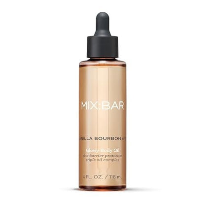 MIX:BAR Vanille Bourbon Glow Körperöl für Frauen – Beruhigt, pflegt und glättet trockene Haut mit Jojoba- und Avocadoöl, parabenfrei, vegan, 148 ml