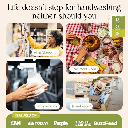 Fomin Mini Hand Sanitizer Tücher 9er-Pack (8 Stück) - Variety Pack Mini-Feuchttücher - pH-ausgeglichen, biologisch abbaubar, antibakteriell unterwegs - hypoallergen, pflanzlich