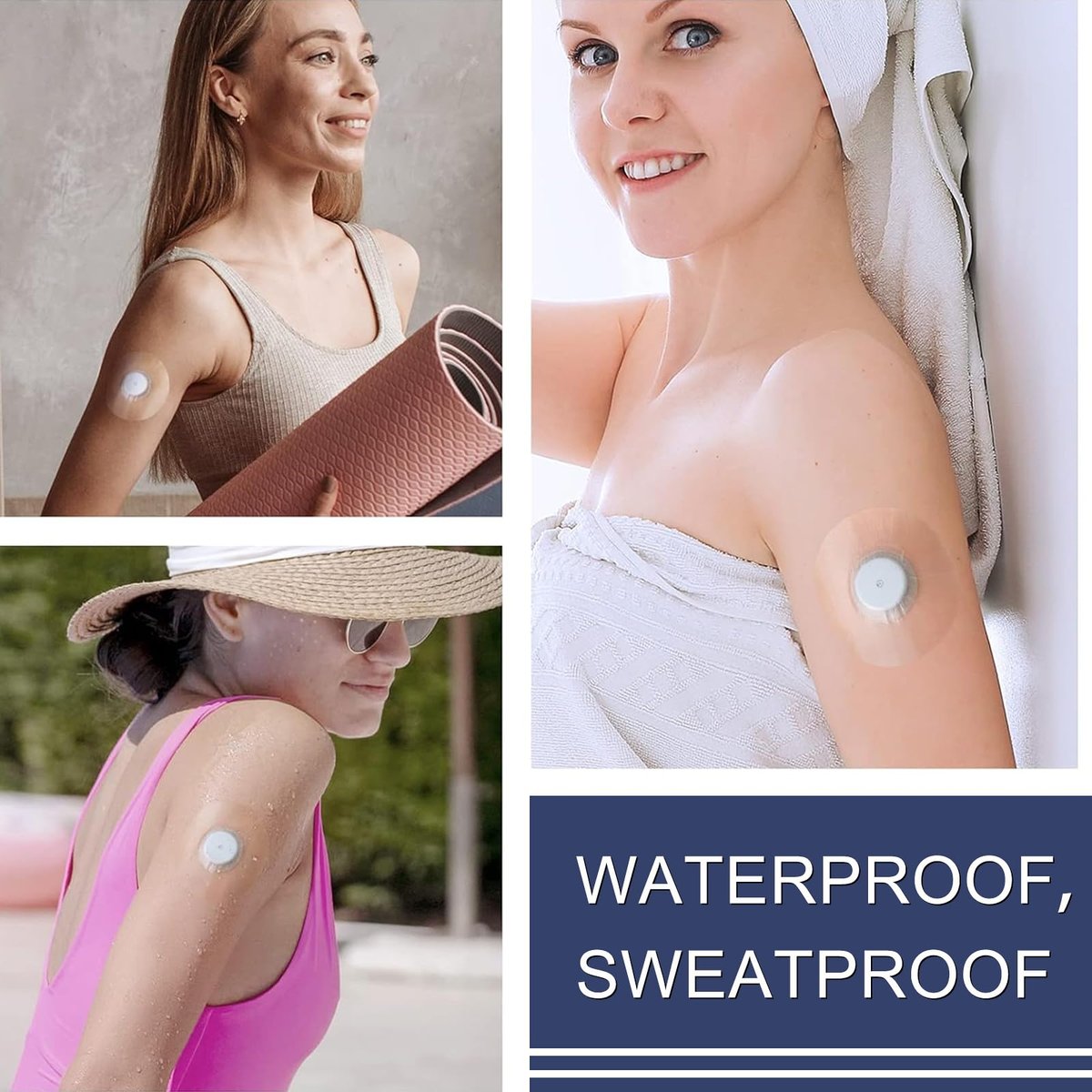 100 Stück Libre 2 Plus Sensorabdeckungen, wasserdicht, transparent, hypoallergen, latexfrei, Klebepflaster für Freestyle Libre 2/3, mit klebefreiem Zentrum, 15 Tage haltbar
