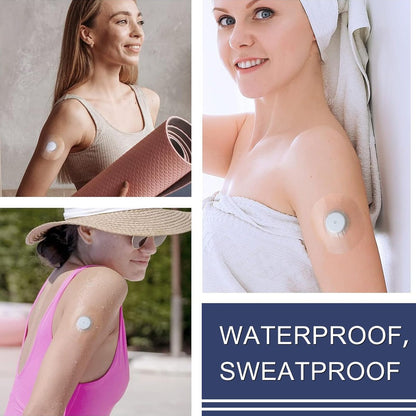 100 Stück Libre 2 Plus Sensorabdeckungen, wasserdicht, transparent, hypoallergen, latexfrei, Klebepflaster für Freestyle Libre 2/3, mit klebefreiem Zentrum, 15 Tage haltbar