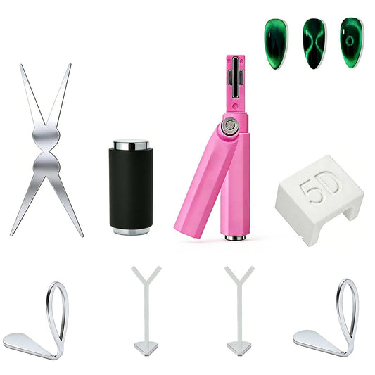8-teiliges 3-in-1 Katzenaugen-Magnet-Set für Nagellack, 2026 Neuheit, Herzform & Hohlwerkzeug, French-Tip-Design