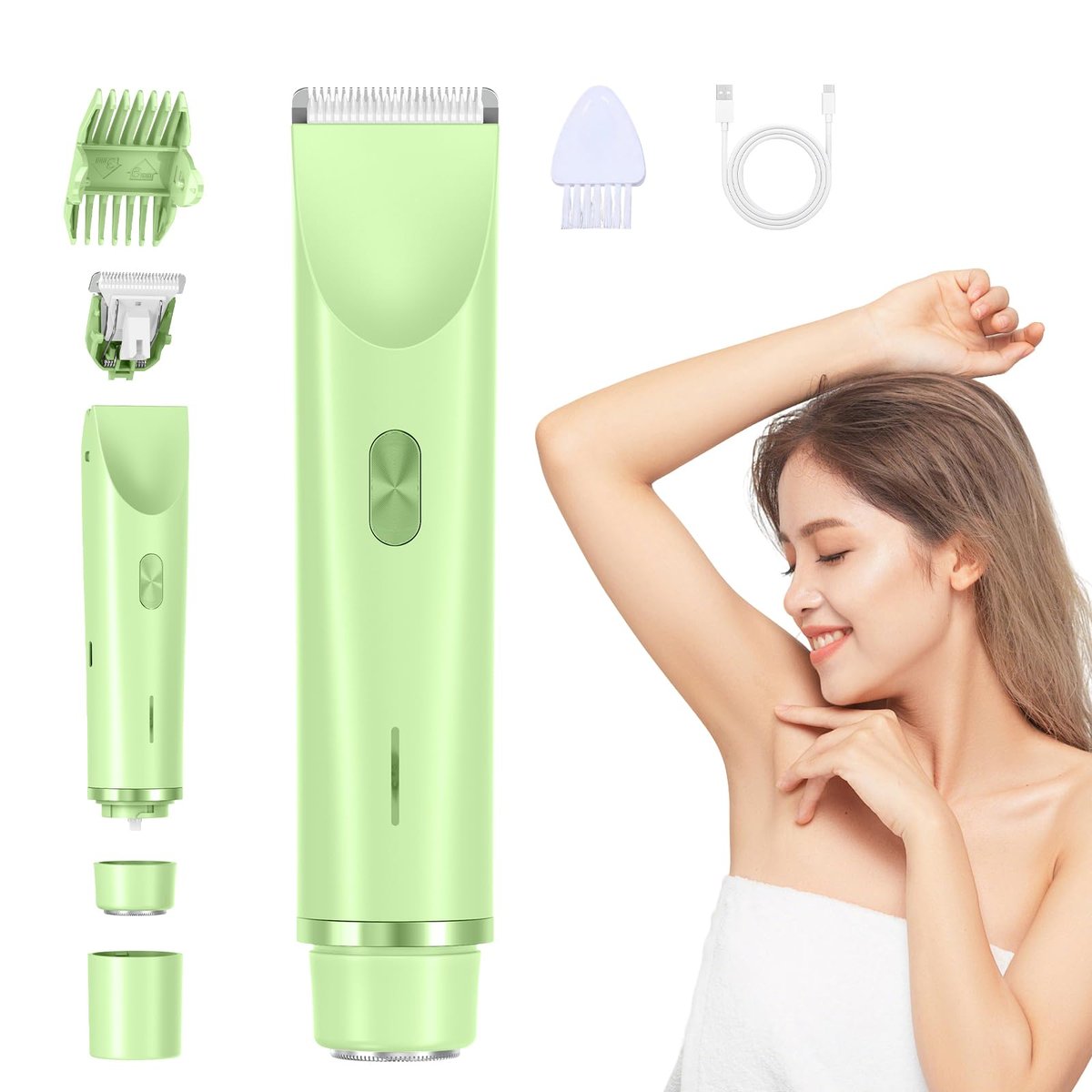 EcoVibe Bikini Trimmer – Elektrischer Rasierer für empfindliche Haut, IPX67 wasserdicht, USB-C wiederaufladbar, kabelloser Körperhaartrimmer für Bikinizone & Achseln