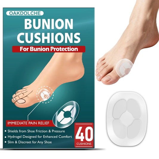 OAKDOLCHE 40 Stück Hydrogel Bunion Pads – Schmerzlinderung & Schutz vor Druck und Reibung, wasserfest, selbstklebend, für Männer und Frauen