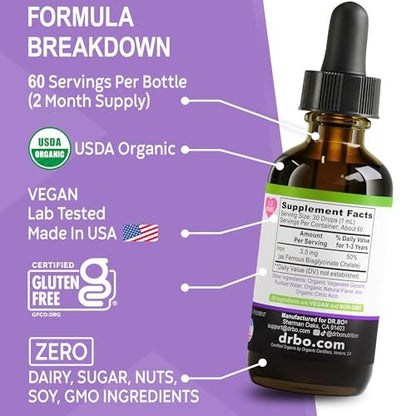 Bio-Eisen-Tropfen für Kleinkinder & Kinder – Organisches flüssiges Eisen für Kinder, Kleinkinder, Babys & Säuglinge – Vegan, glutenfrei, nicht gentechnisch verändert – 60 ml