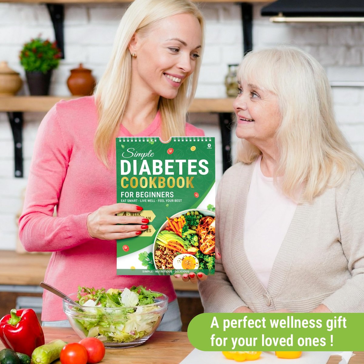 HAMIEW Diabetiker-Kochbuch für Anfänger – Einfach, Praktisch, Intelligent, Benutzerfreundlich – 4-Wochen-Ernährungsplan mit 80 Low-Carb-Rezepten, Typ-2-Diabetes-Lebensmitteltabelle, Einzigartiges Geschenk für Diabetiker