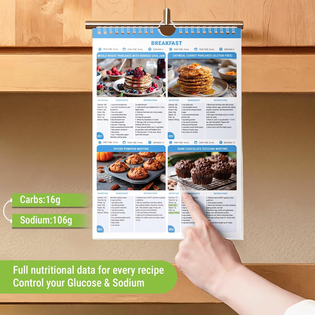 HAMIEW Diabetiker-Kochbuch für Anfänger – Einfach, Praktisch, Intelligent, Benutzerfreundlich – 4-Wochen-Ernährungsplan mit 80 Low-Carb-Rezepten, Typ-2-Diabetes-Lebensmitteltabelle, Einzigartiges Geschenk für Diabetiker