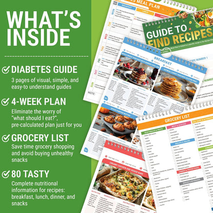 HAMIEW Diabetiker-Kochbuch für Anfänger – Einfach, Praktisch, Intelligent, Benutzerfreundlich – 4-Wochen-Ernährungsplan mit 80 Low-Carb-Rezepten, Typ-2-Diabetes-Lebensmitteltabelle, Einzigartiges Geschenk für Diabetiker