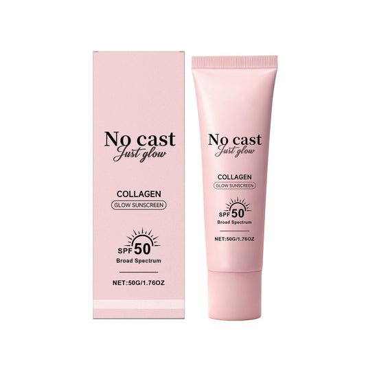 No Cast Just Glow Collagen Sonnenschutz SPF 50 PA++++ Gesichtssonnenschutz Leicht, Nicht klebrig, Ohne weißen Schimmer, Natürlicher Sonnenschutz mit Peptid, Centella, Hyaluronsäure