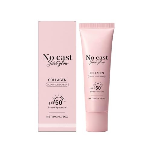 No Cast Just Glow Collagen Sonnenschutz SPF 50 PA++++ Gesichtssonnenschutz Leicht, Nicht klebrig, Ohne weißen Schimmer, Natürlicher Sonnenschutz mit Peptid, Centella, Hyaluronsäure
