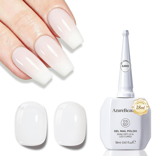 AZUREBEAUTY Milky White Gel Nagellack 18 ml – Sheer Jelly Transluzentes Weiß, UV/LED aushärtbar, selbstnivellierend & langanhaltend, ideal für French Manicure & natürlichen Nagellook